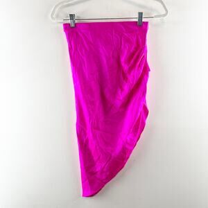 Amanda Uprichard Silk Asymmetrical Midi Satin Slip Skirt Pink Small